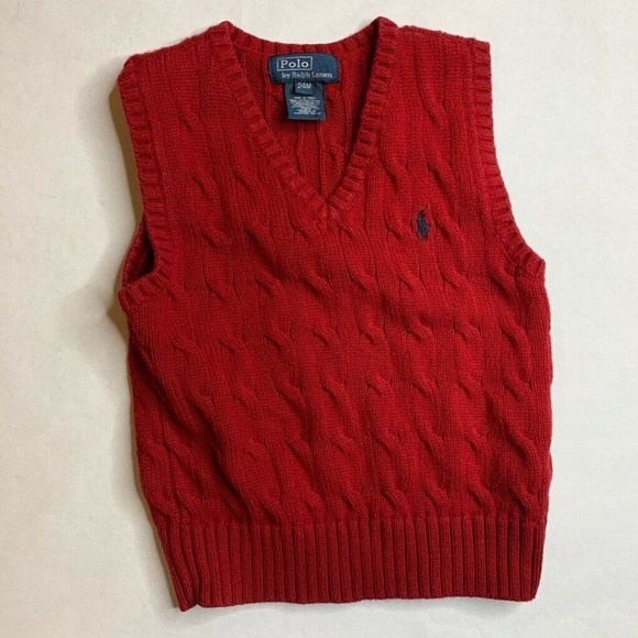 red polo sweater vest